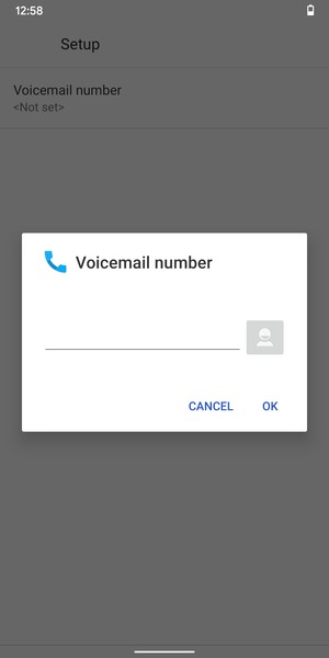 Enter the Voicemail number and select OK