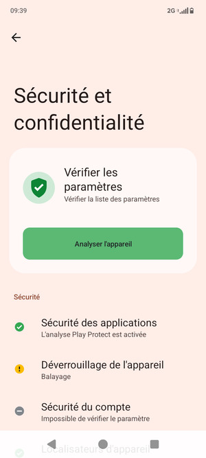 Sélectionnez Déverrouillage de l'appareil