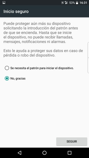 Seleccione la opción deseada y seleccione SEGUIR