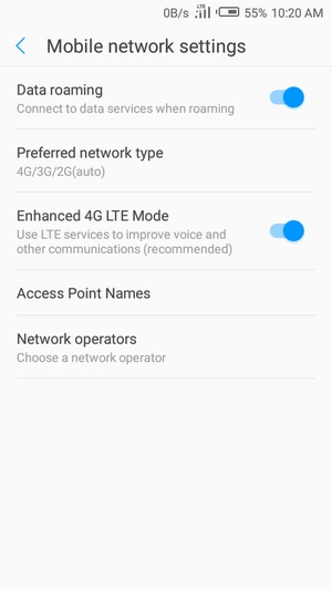 Turn Data roaming on or off