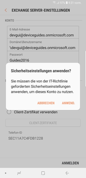 Wählen Sie ANWEND.