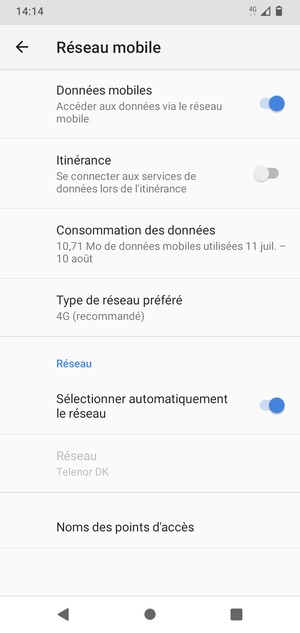 Sélectionnez Type de réseau préféré