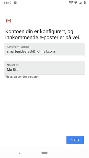 Gi kontoen din et navn, og skriv inn navnet ditt. Velg NESTE