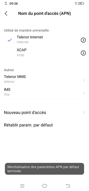 Sélectionnez Nouveau point d'accès
