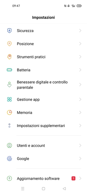 Scorri e seleziona Sicurezza