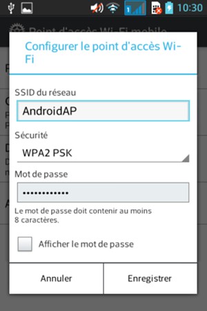 Saisissez un mot de passe d'au moins 8 caractères et sélectionnez Enregistrer
