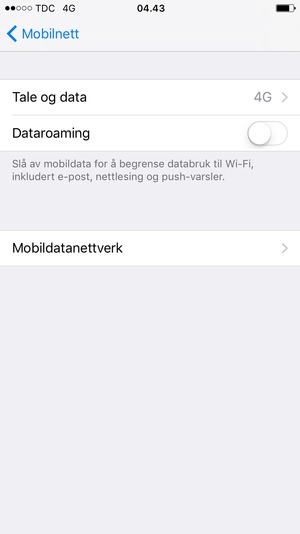 Velg Mobildatanettverk