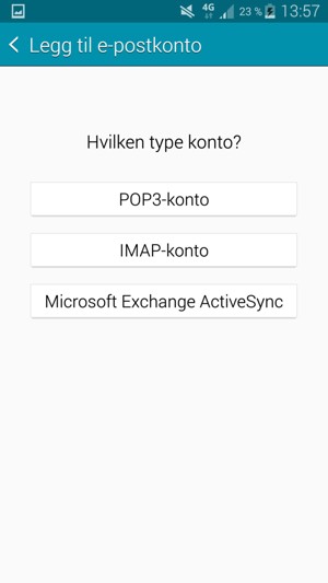 Velg Microsoft Exchange ActiveSync