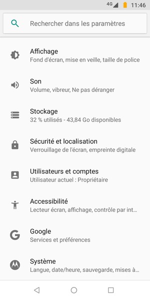 Scorri e seleziona Sécurité et localisation