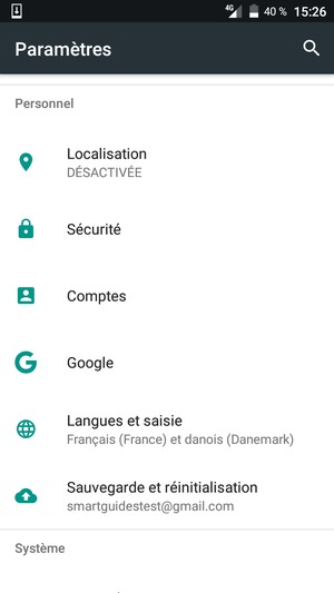 Retournez au menu Paramètres et sélectionnez Comptes