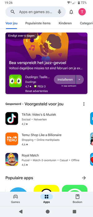 Selecteer de zoekbalk