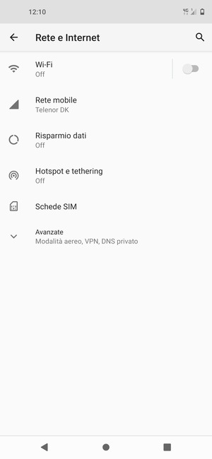 Seleziona Rete mobile