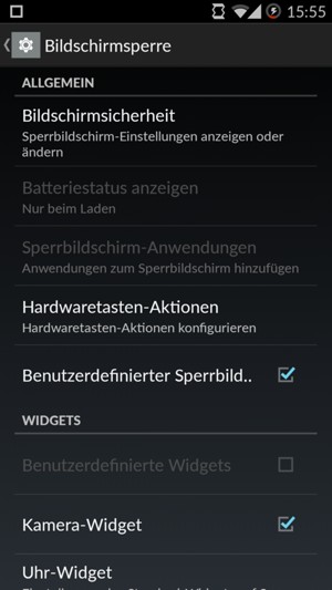 Wählen Sie Bildschirmsicherheit