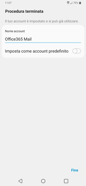 Scegli un nome per il tuo account e seleziona Fine