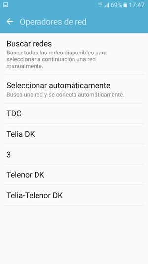 Seleccione un operador de red de la lista