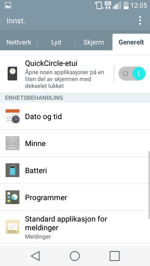Bla til og velg Batteri