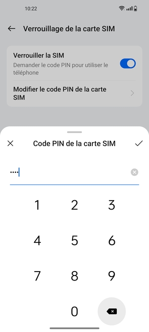 Saisissez votre Nouveau code PIN de la carte SIM et sélectionnez OK