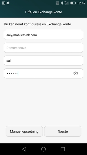 Indtast e-mailadresse, brugernavn og adgangskode. Vælg Næste