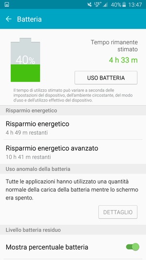 Seleziona Risparmio energetico avanzato