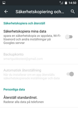 Aktivera Säkerhetskopiera mina data