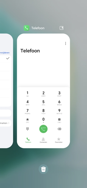 Selecteer het Verwijderen-pictogram om alle actieve apps te sluiten