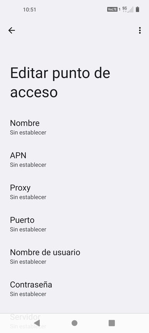 Introduzca la información de MMS