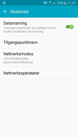 Slå Dataroaming på eller av