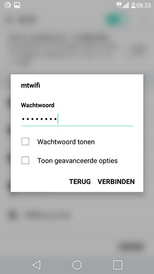 Voer het WiFi-wachtwoord in en selecteer VERBINDEN
