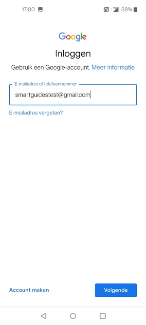 Voer uw Gmail adres in en selecteer Volgende