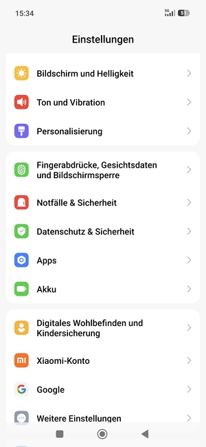 Scrollen Sie und wählen Sie Fingerabdrücke, Gesichtsdaten und Bildschirmsperre