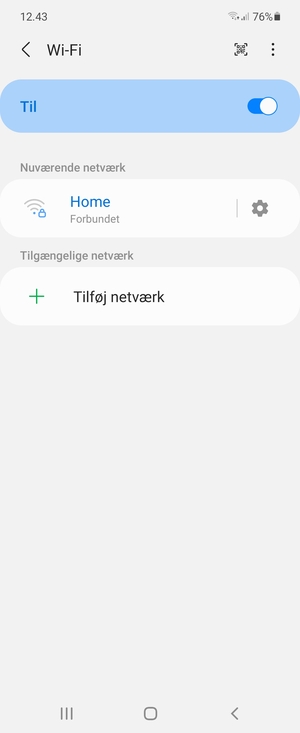 Du er nu tilsluttet Wi-Fi netværket