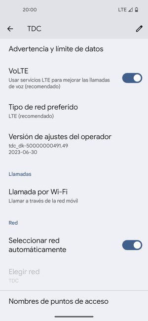 Para cambiar la red en caso de problemas de conectividad, desactive Seleccionar red automáticamente