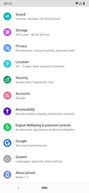 Scroll to and select Security