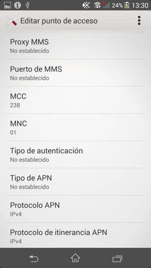 Desplácese hacia abajo e introduzca la información MMS