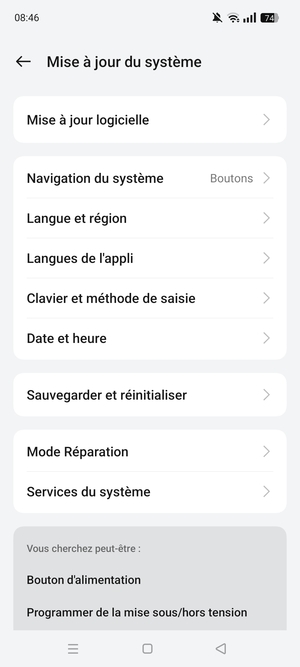 Sélectionnez Mise à jour logicielle
