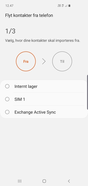 Vælg SIM 1 eller SIM 2