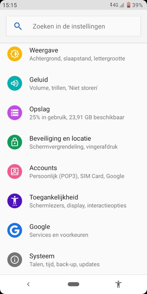 Scroll naar en selecteer Beveiliging en locatie