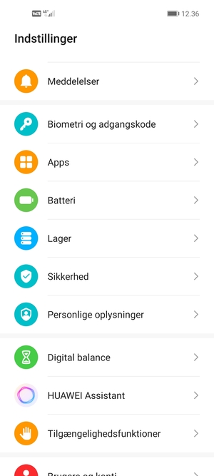 Scroll til og vælg Sikkerhed