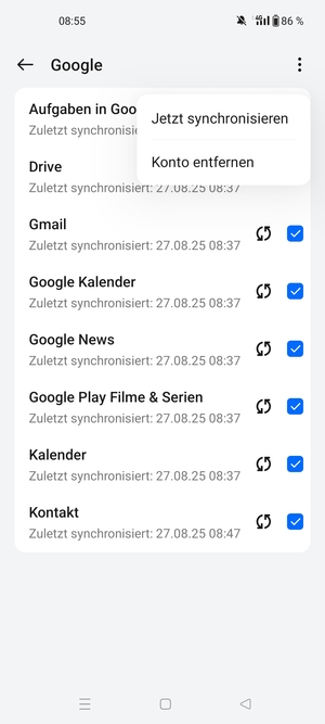 Wählen Sie Jetzt synchronisieren