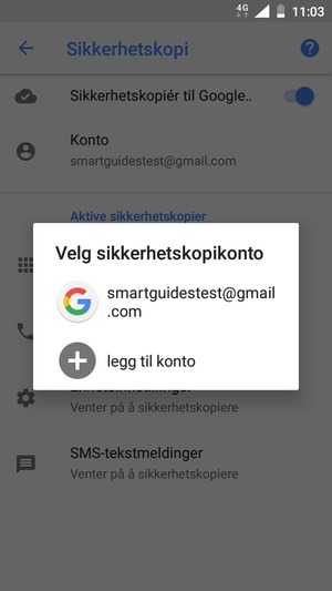 Velg sikkerhetskopi-kontoen din