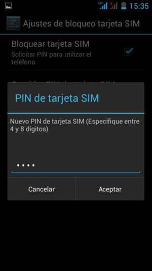 Introduzca su Nuevo PIN de tarjeta SIM y seleccione Aceptar