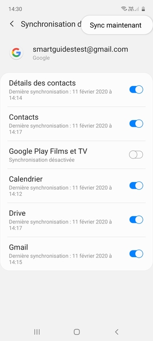 Sélectionnez Sync maintenant