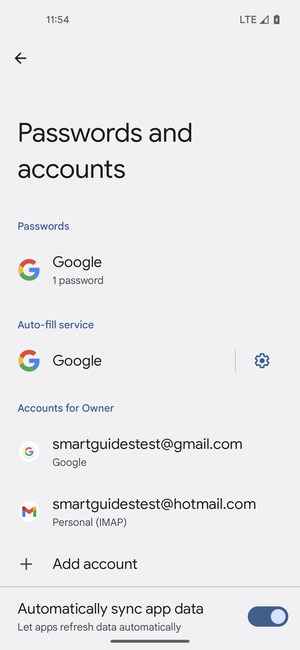 Select your Google account