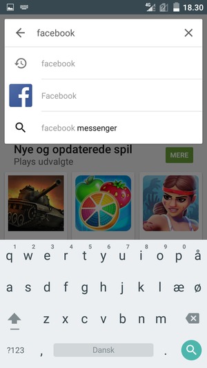 Indtast navnet på appen og vælg Søg