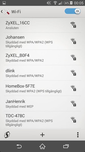 Du är nu ansluten till Wi-Fi nätverket