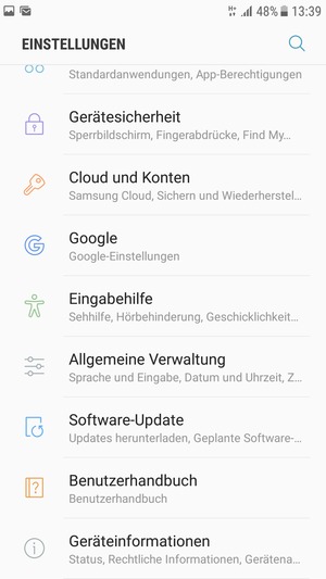 Scrollen Sie und wählen Sie Software-Update