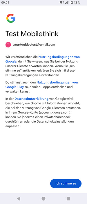 Wählen Sie Ich stimme zu