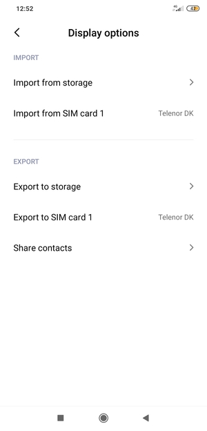 Select Import from SIM card