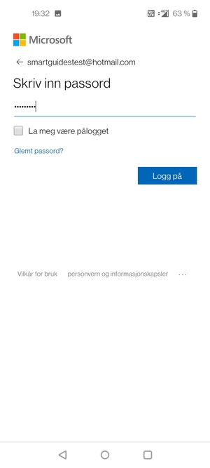 Skriv inn passord og velg Logg på