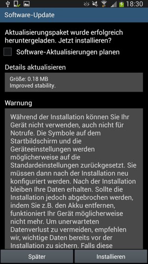 Falls Ihr Handy nicht aktualisiert ist, wählen Sie Installieren